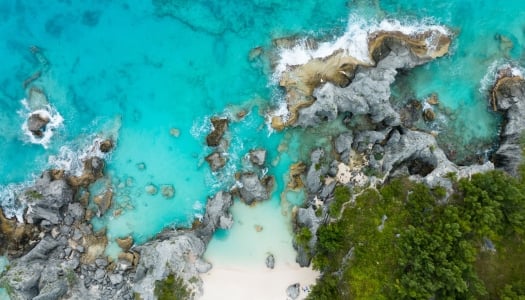 Aerial view of Bermuda beach