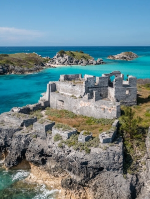remains of a fort on coastal Bermuda
