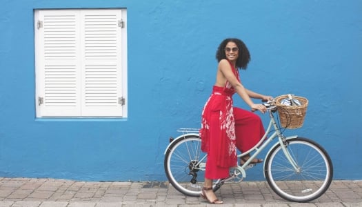 A woman biking in Bermuda