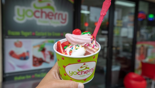 A close up of Yo Cherry Ice Cream.