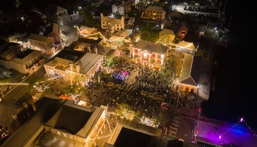 An aerial view of the St. George's Christmas Walk about.