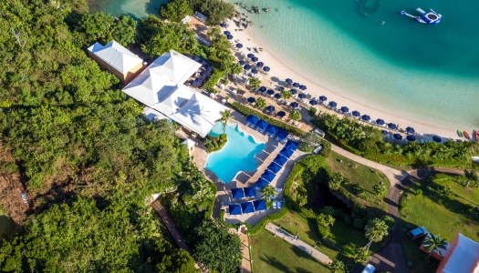 Aerial view of the pool at Grotto Bay Resort.