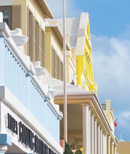 Buildings on Front Street in Bermuda