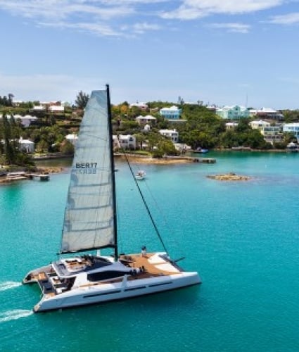 A catamaran sailing in Bermuda