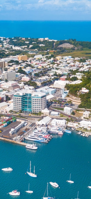Aerial shot of Hamilton City in Bermuda