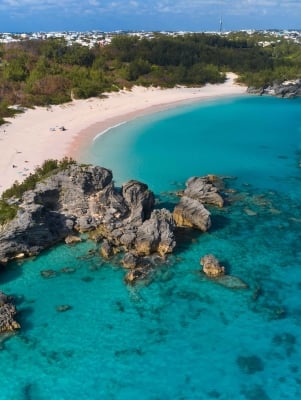 An aerial view of scenic Horseshoe Bay beach.
