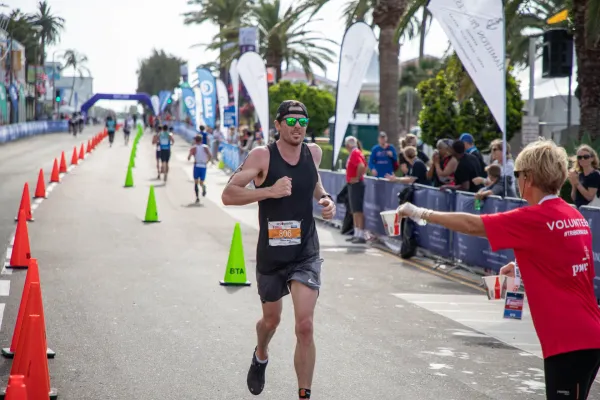 A man running a road race in Bermuda