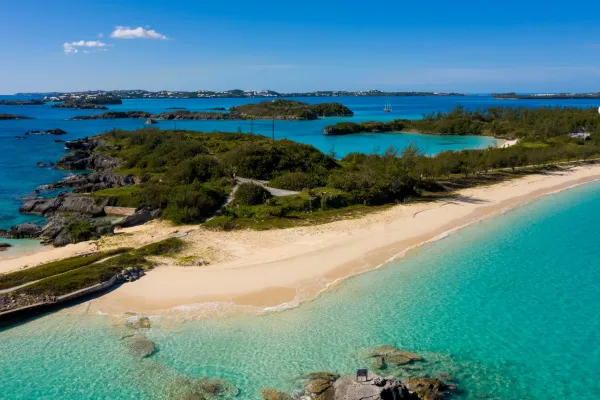 Aerial view of pristine Cooper's Island Nature Reserve.