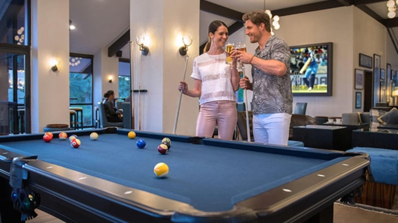 Boundary Sports Bar and Grille – Couple Playing Pool At Boundary