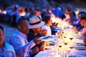 group of people dining outdoors