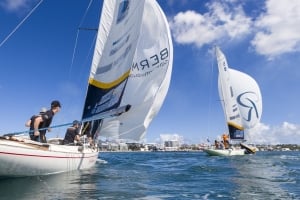 sail boats racing in the 35th America's Cup
