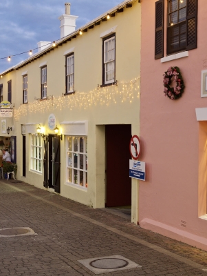 store fronts with white lights