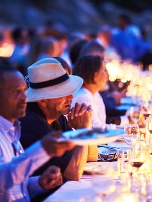 group of people dining outdoors