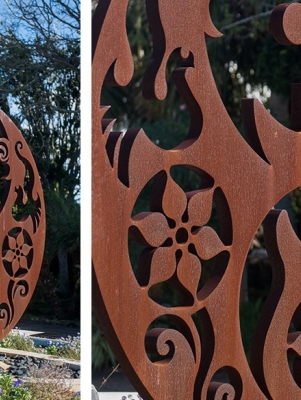 wooden sculpture in the outdoors