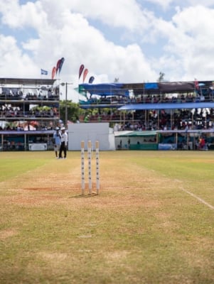 View of the stands from the pitch at Cup Match