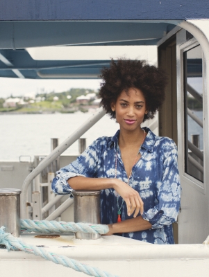 Woman on ferry in Bermuda