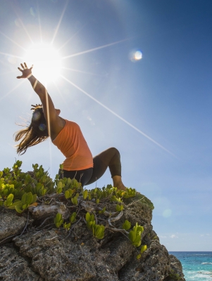 A woman doing yoga in Bermuda.