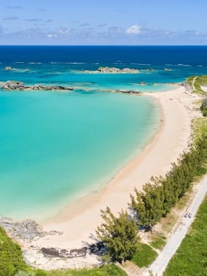 Cooper's Island beach with pristine clean beach with turquoise waters.