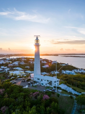 Gibbs Hill Lighthouse at Sunset.