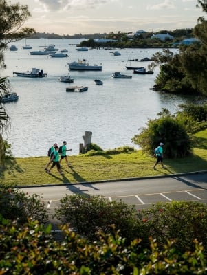 Aerial view of people walking during the End to End.