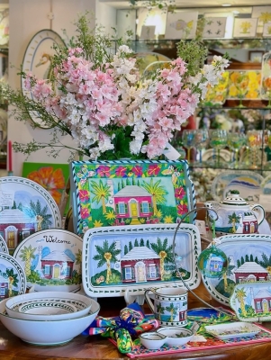 A close up of items at the Island Shop