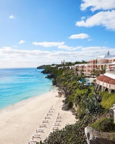 Resort villas on a beach.