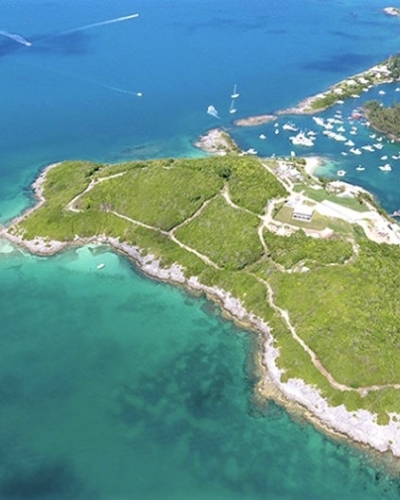 Aerial view of Hawkin's island