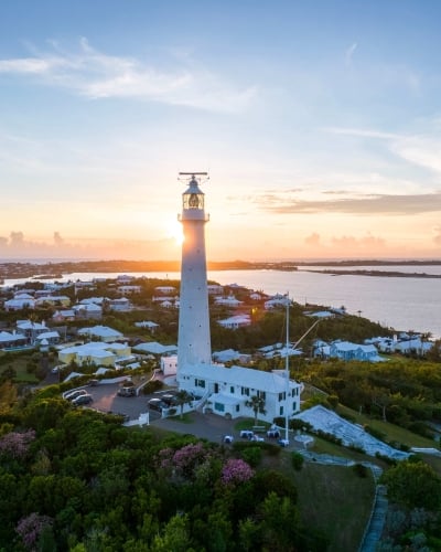 Gibbs Hill Lighthouse at Sunset.