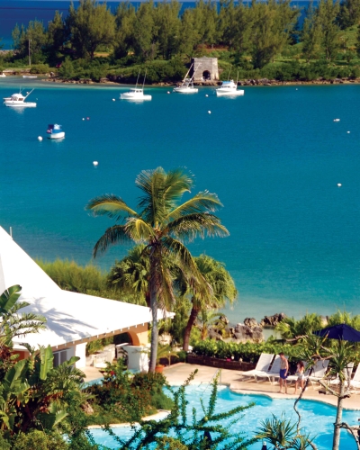 Exterior view of Grotto Bay resort. 