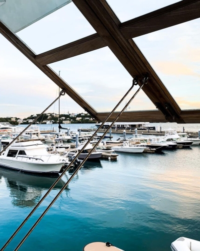 A group of yachts in a marina on Bermuda