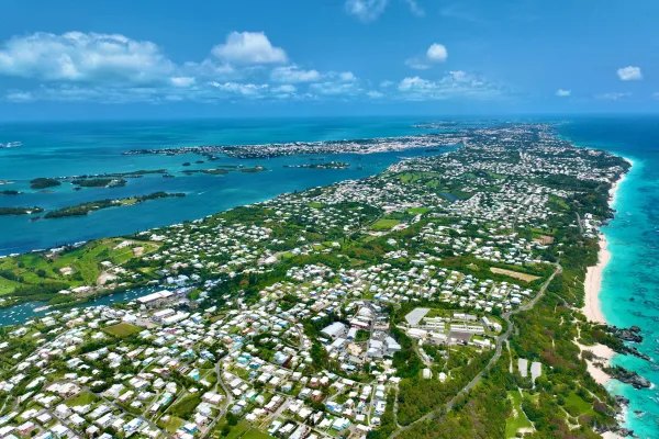Aerial of a residential part of the island