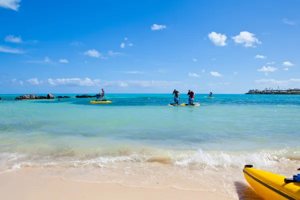 People on a hydro bike