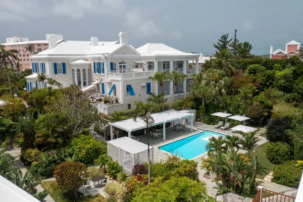 Aerial view of the Rosedon Hotel in Bermuda