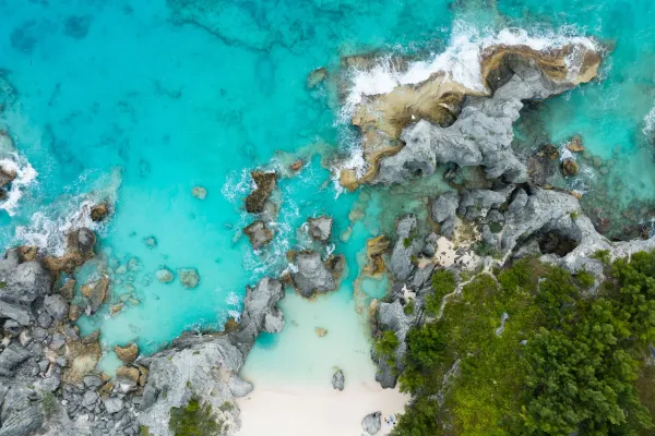 Aerial view of the Bermudian coast