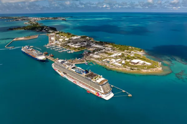 Two cruise ships anchored at the Dockyard in Bermuda