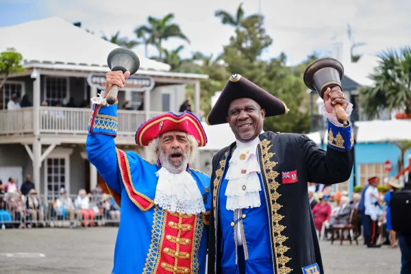 Two town criers at the Peppercorn Ceremony.