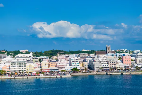 Colourful buildings along Hamilton harbour in Bermuda