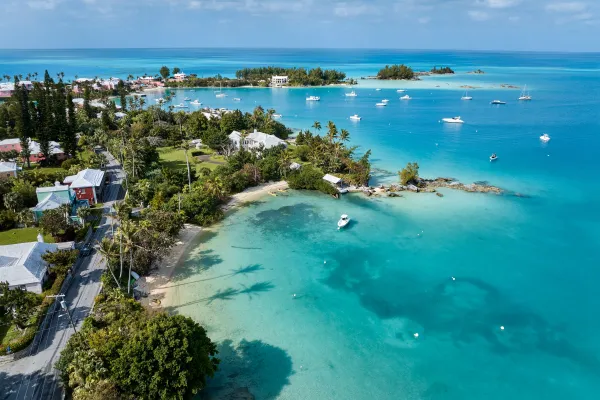 An aerial view of Mangrove Bay in Bermuda