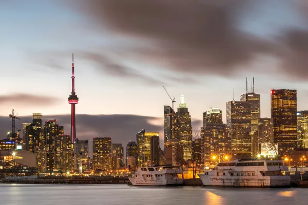 The Toronto city skyline, with the CN Tower in view