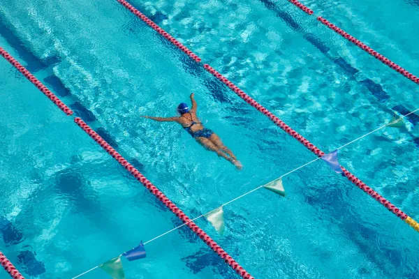 A person swimming lanes in a swimming pool in Bermuda