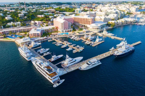 Boats moored at a marina in Bermuda