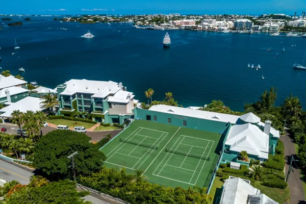 Tennis courts near a bay in Bermuda