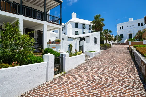 Cobbled roads up a hill in the Town of St. George, Bermuda