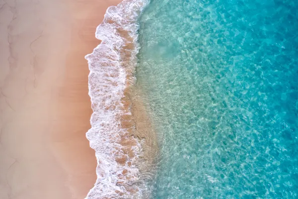 An aerial view of a beach in Bermuda