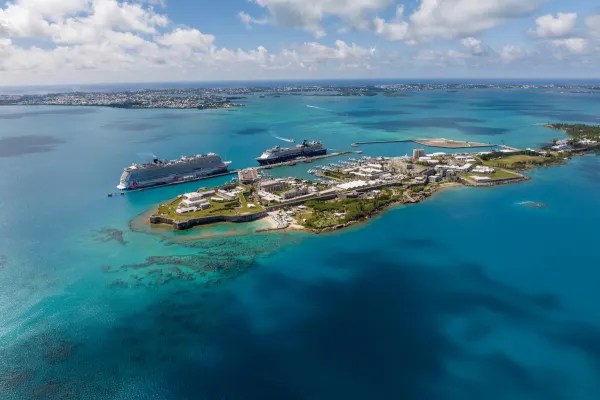 An aerial view of the Dockyard in Bermuda