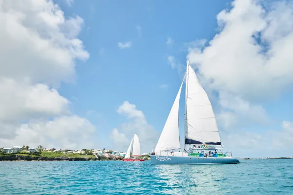 Two sailboats travelling off the coast of Bermuda