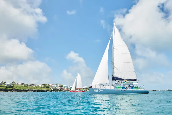 Two sailboats travelling off the coast of Bermuda