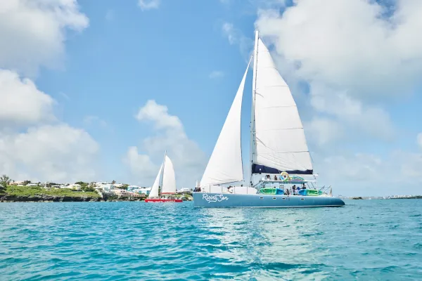 Two sailboats travelling off the coast of Bermuda
