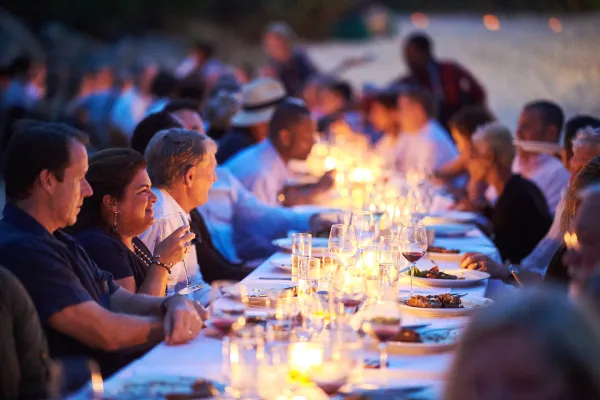 A catered candelight dinner on a beach in Bermuda