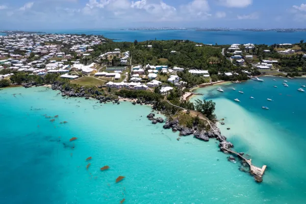 An aerial view of the Bermuda coastline